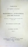 TRAVEL  MASSON, CHARLES. Narrative of Various Journeys in Balochistan, Afghanistan, and the Panjab.  3 vols.  1842